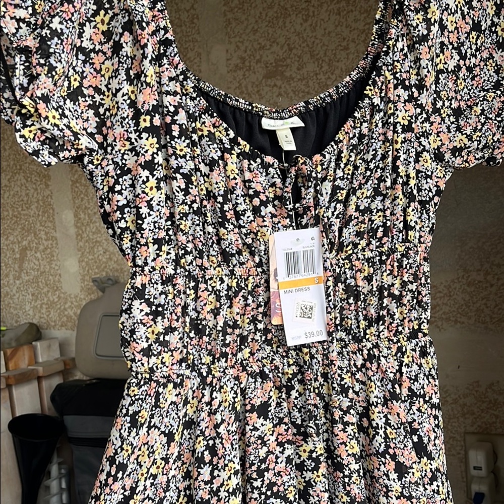 Wild Fable Black and White Puff Sleeve Blouse